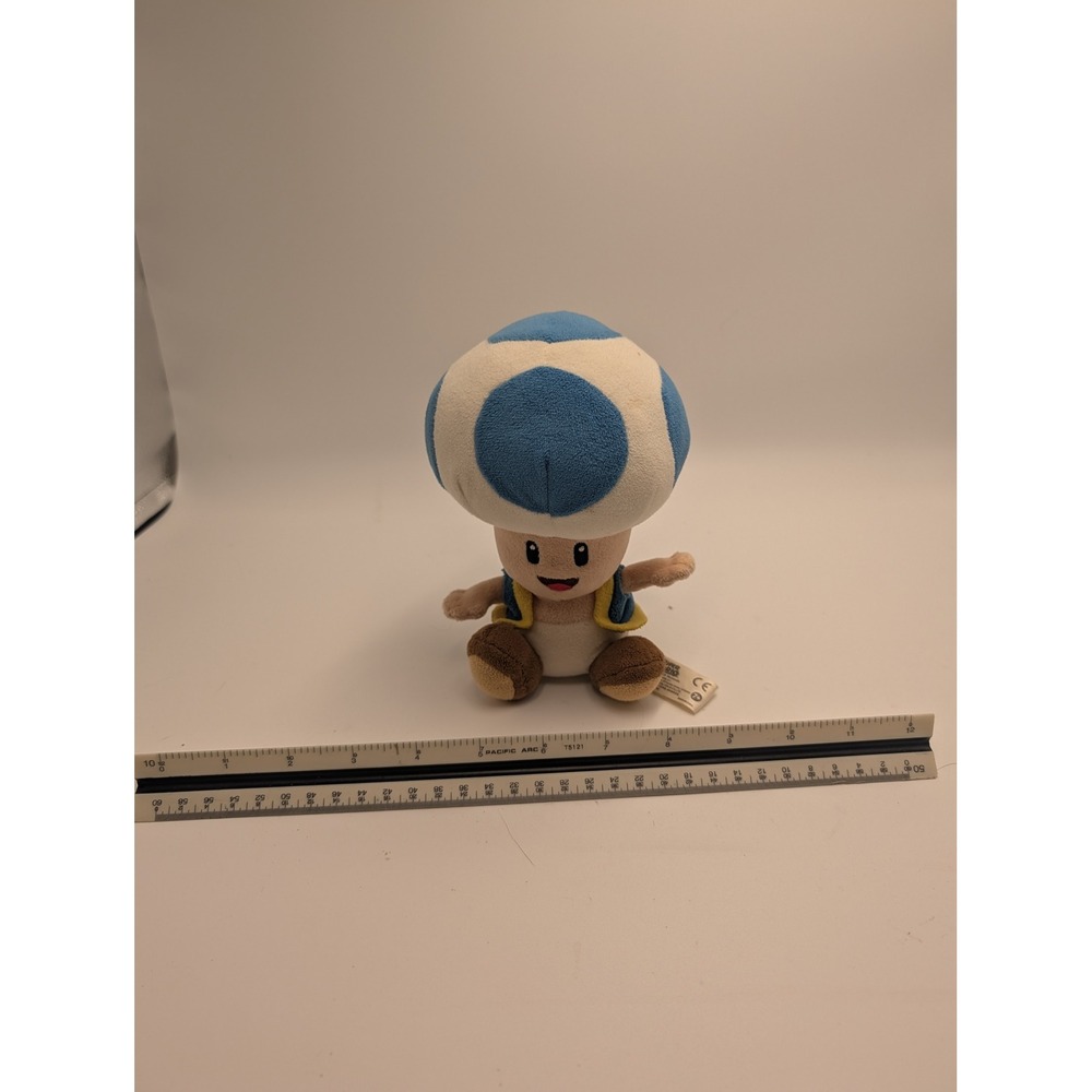 Nintendo Super Mario Blue Toad 7 Inch Plush San-Ei 2010 Little Buddy Toy 1554